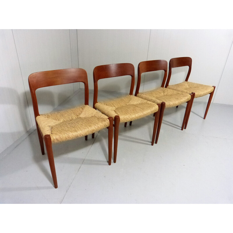 Set of 4 dining chairs, model 75 by Niels O. Møller - 1960s