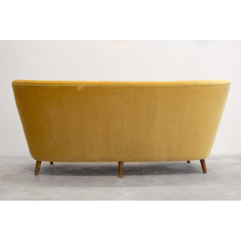 Velvet golden mustard sofa - 1940s