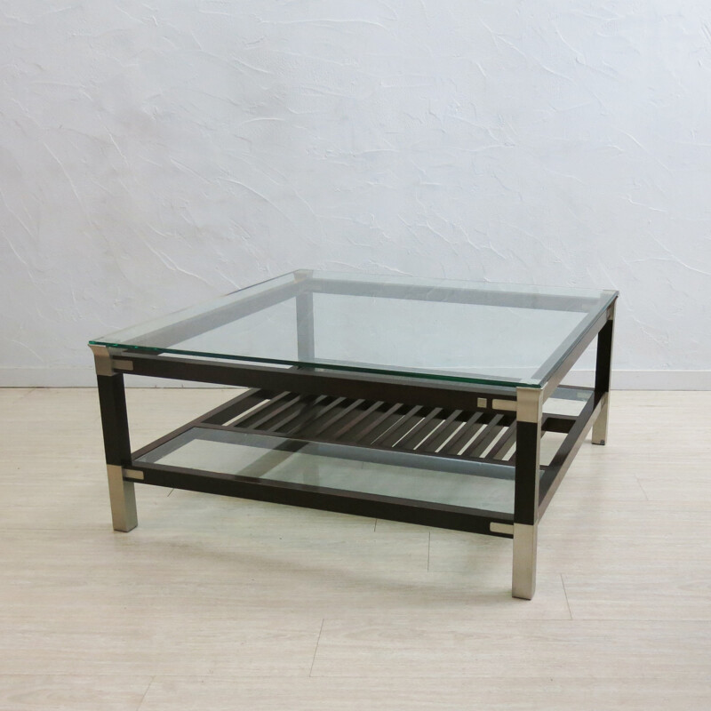 Coffee table with glass top by Pierre Vandel - 1970s