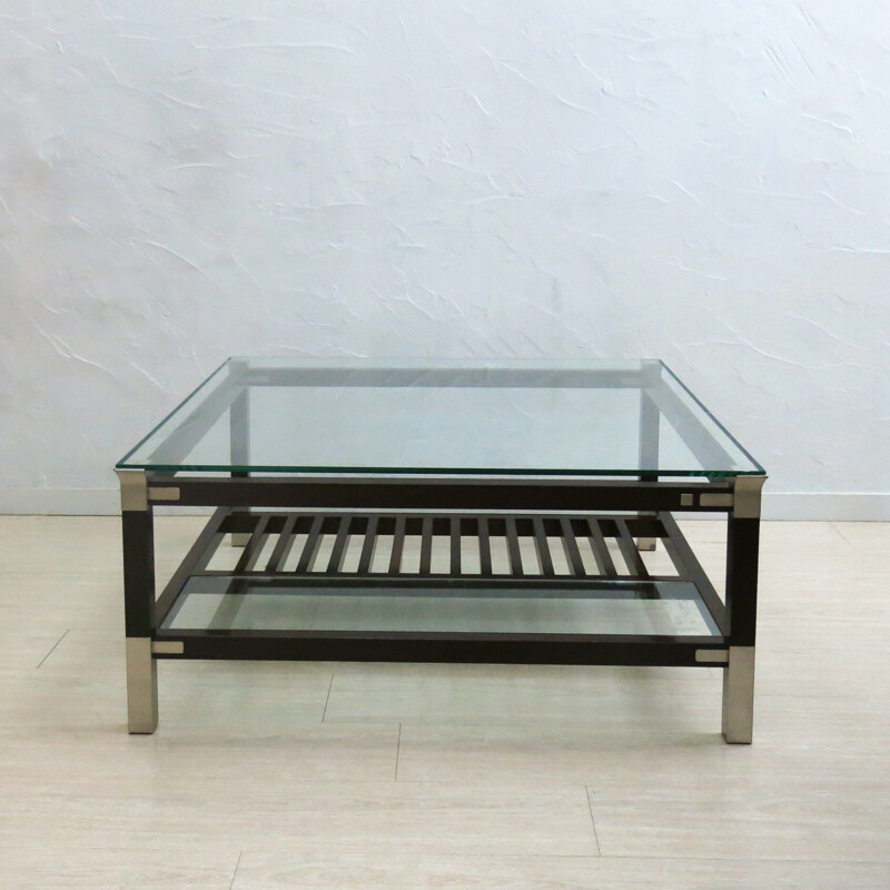 Coffee table with glass top by Pierre Vandel - 1970s