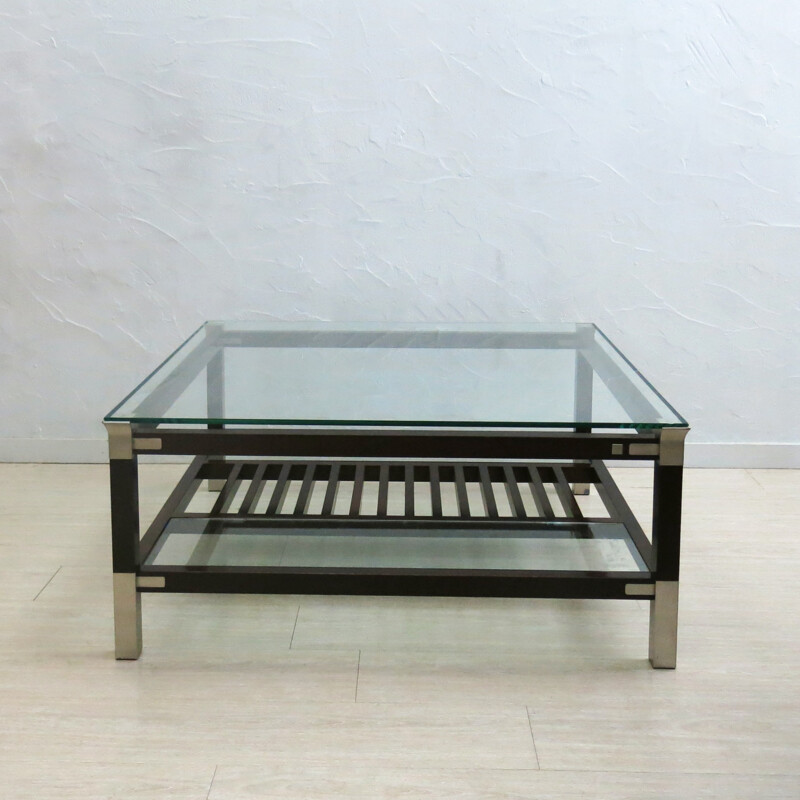 Table basse avec dessus en verre par Pierre Vandel - 1970 
