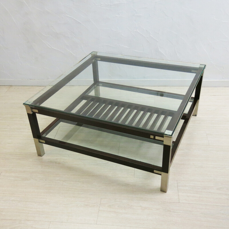 Coffee table with glass top by Pierre Vandel - 1970s