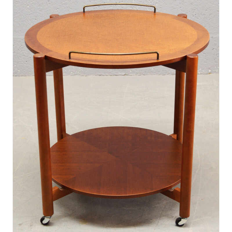 Mid-Century teak and maple circular trolley - 1960s