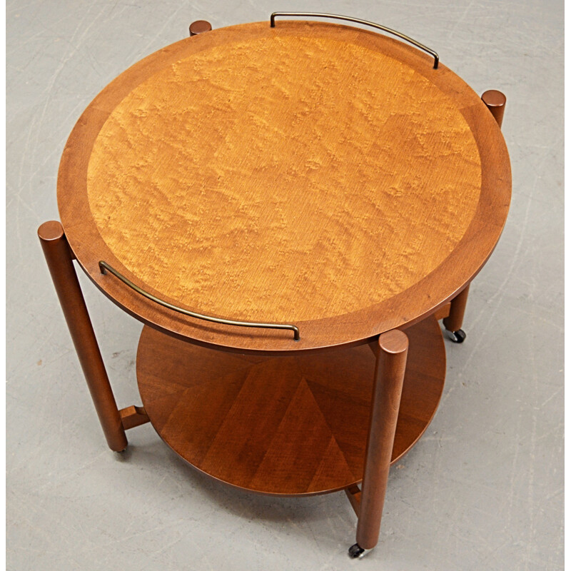 Mid-Century teak and maple circular trolley - 1960s