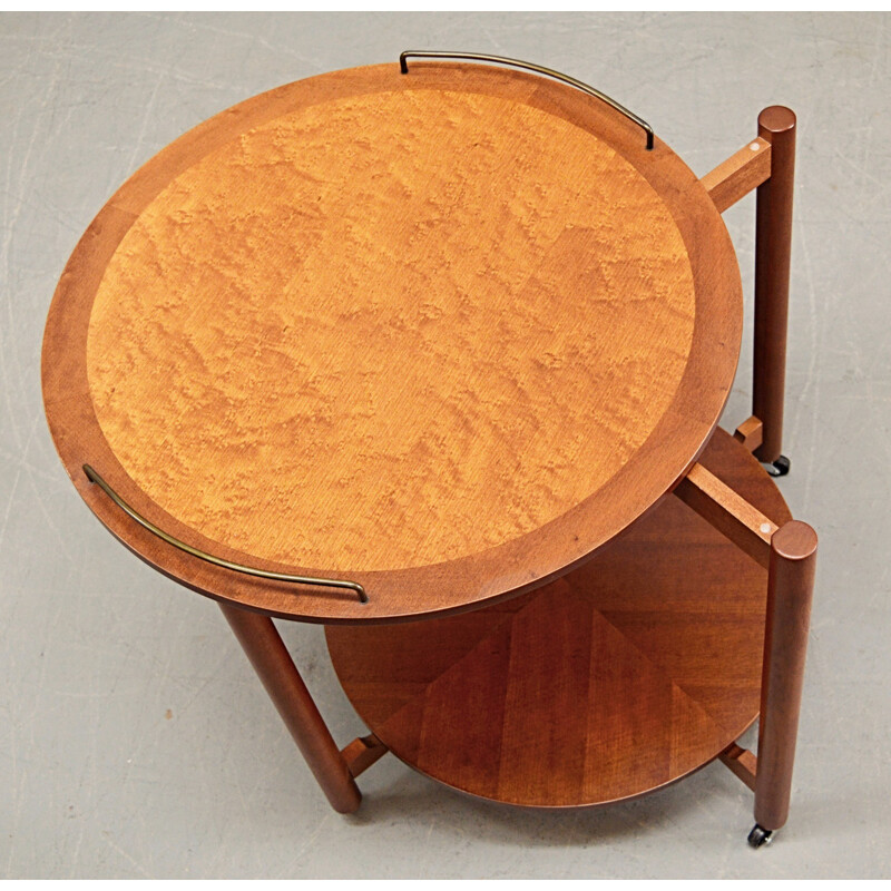 Mid-Century teak and maple circular trolley - 1960s