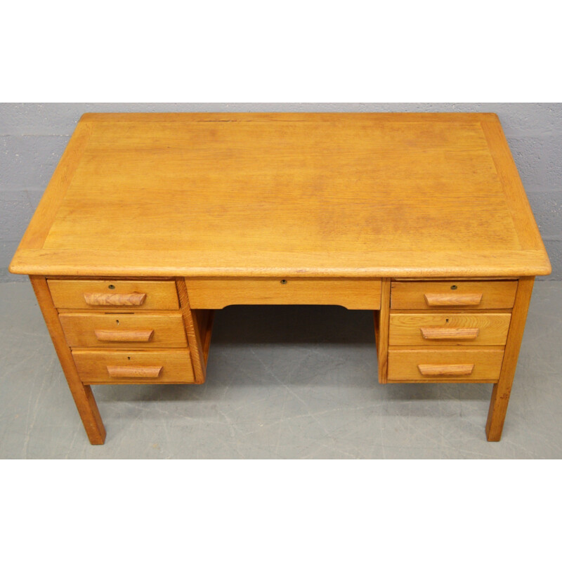 Mid-century solid oak desk - 1960s