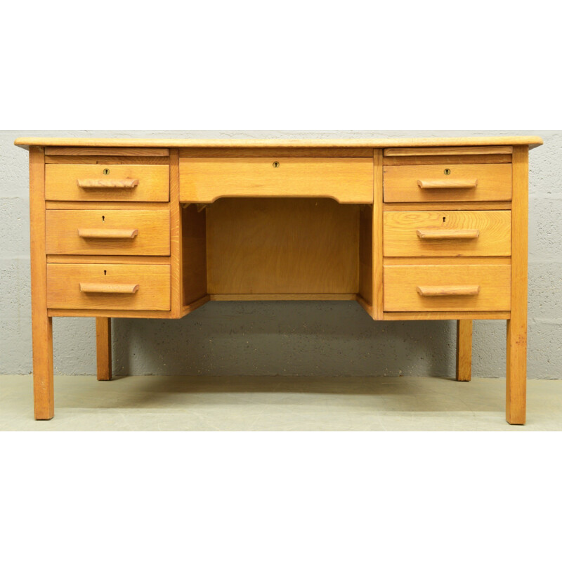 Mid-century solid oak desk - 1960s