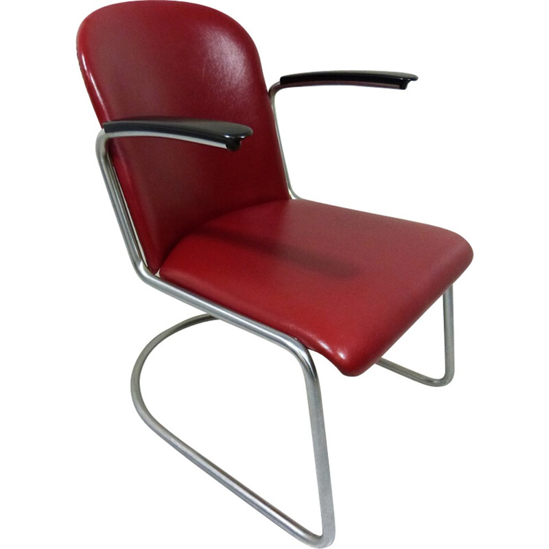 Vintage Tubular Lounge Chair Model 413 by W.H. Gispen - 1950s