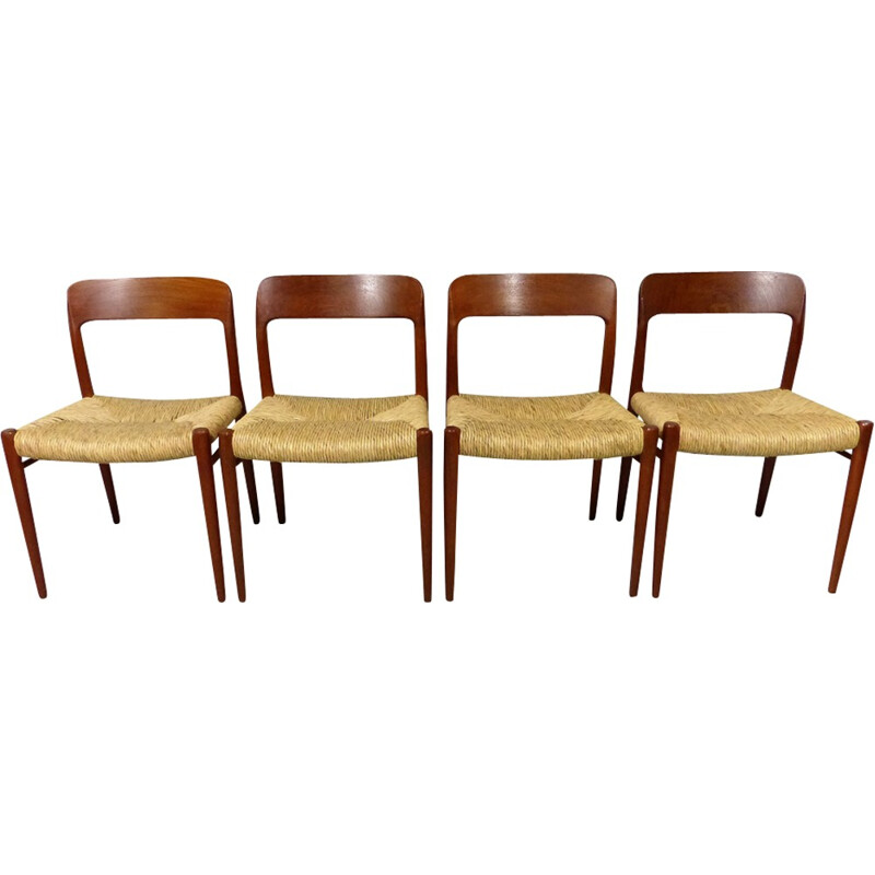 Set of 4 dining chairs, model 75 by Niels O. Møller - 1960s