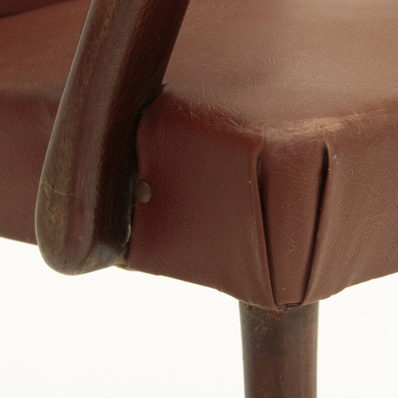 Dark red leatherette Italian chair - 1930s