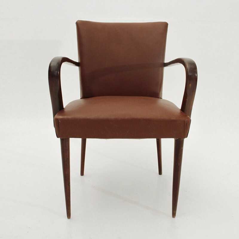 Dark red leatherette Italian chair - 1930s