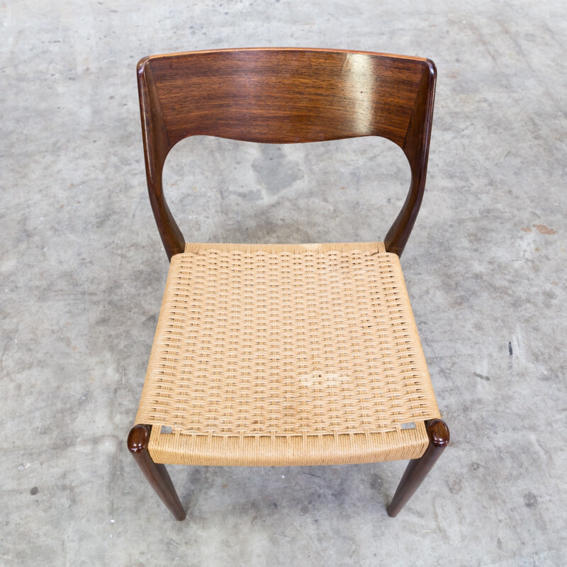 Suite de 6 chaises palissandre en palissandre et corde - 1960
