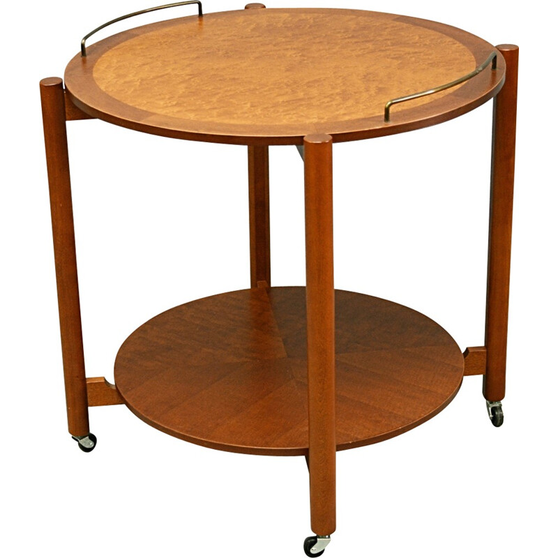 Mid-Century teak and maple circular trolley - 1960s