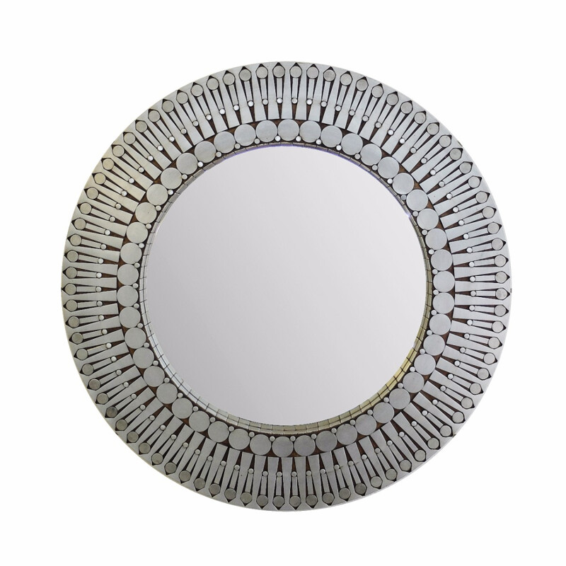 Vintage mirror in mosaic steel by Raf Verjans - 1970s