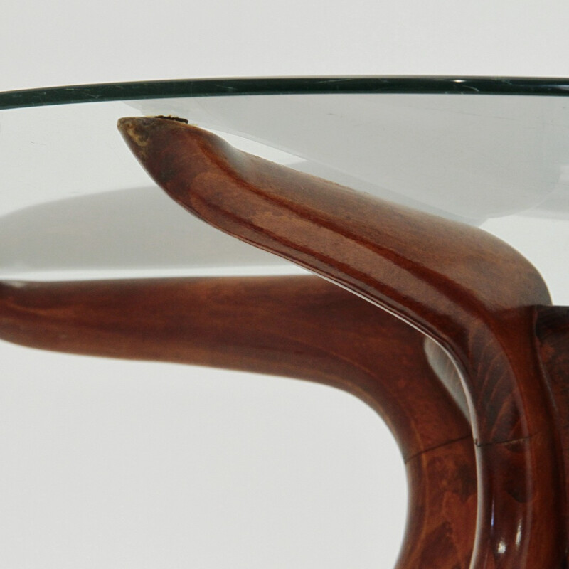 Italian coffee table in wood and glass - 1950s