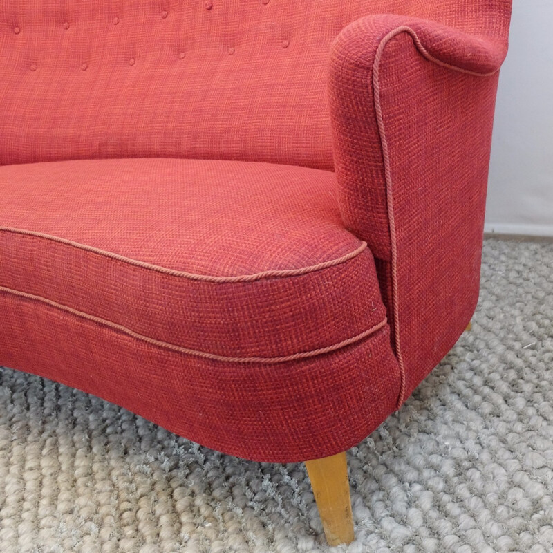 Vintage pink sofa by Carl Malmsten for Sjogren - 1960s