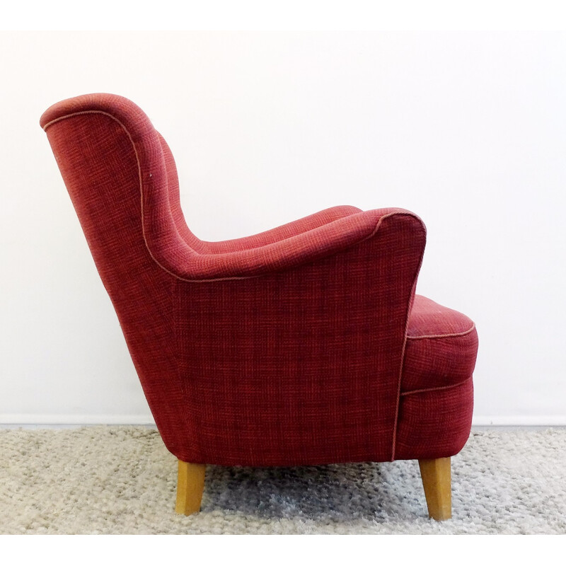 Pair of pink armchairs by Carl Malmsten for Sjogren - 1960s