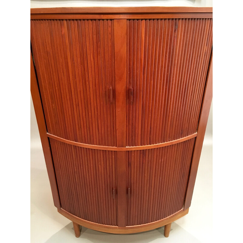 Corner slide teak cupboard - 1950s