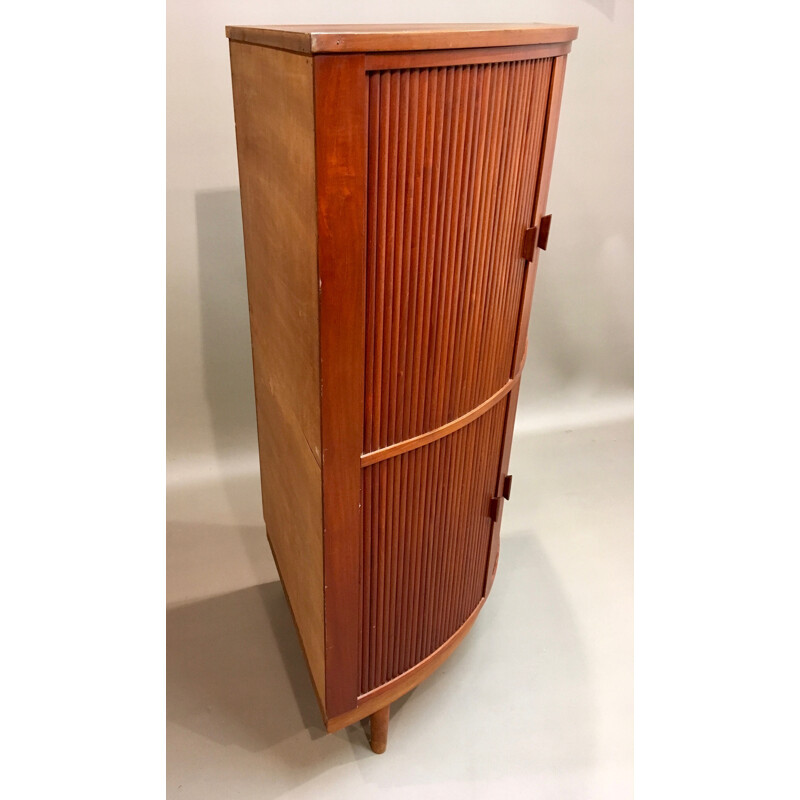 Corner slide teak cupboard - 1950s