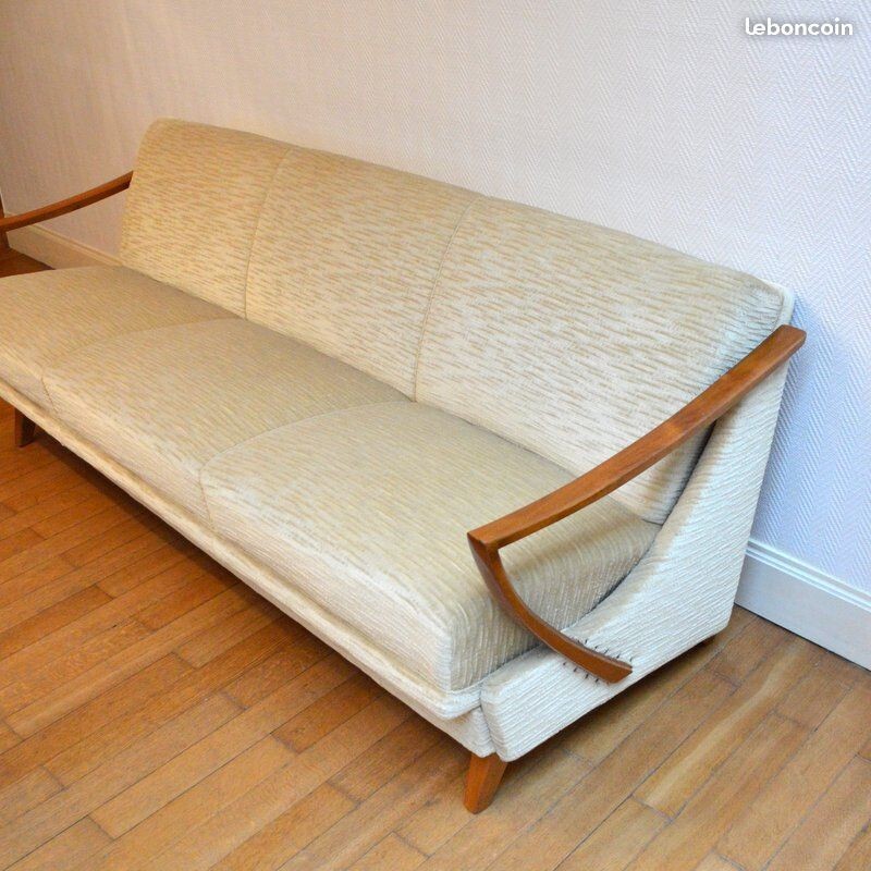 Vintage convertible velvet sofa  - 1950s