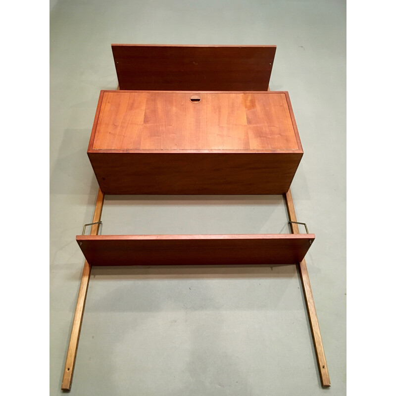 Teak and brass modular shelf - 1950s