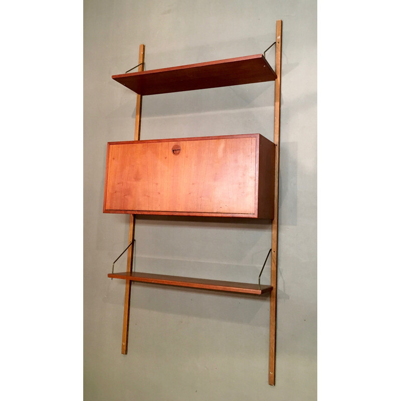 Teak and brass modular shelf - 1950s