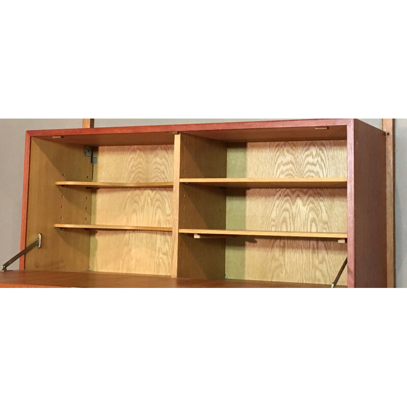 Teak and brass modular shelf - 1950s