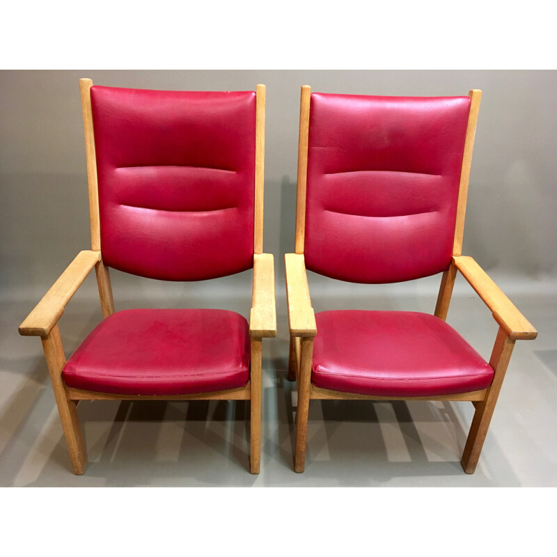 Pair of large size GETAMA armchairs by Hans Wegner - 1950s 