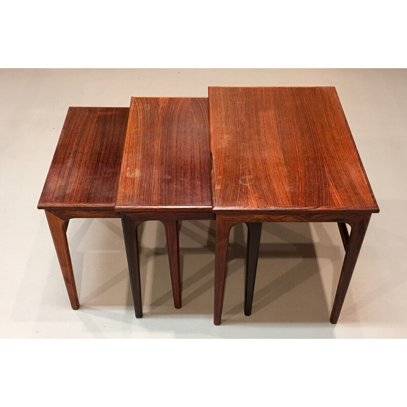 Set of rosewood nesting coffee table - 1950s