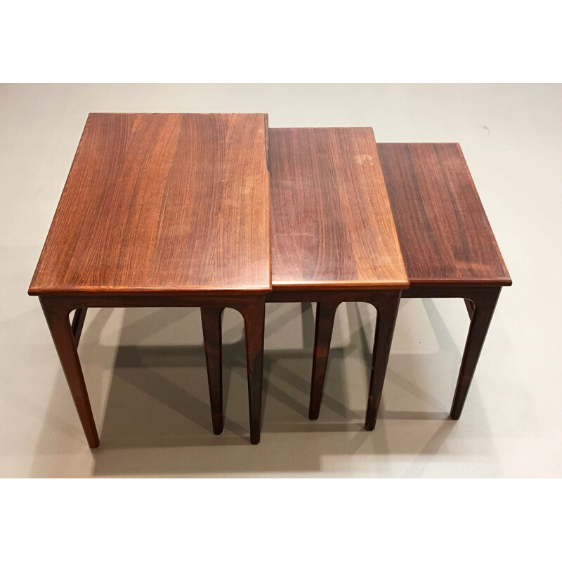 Set of rosewood nesting coffee table - 1950s