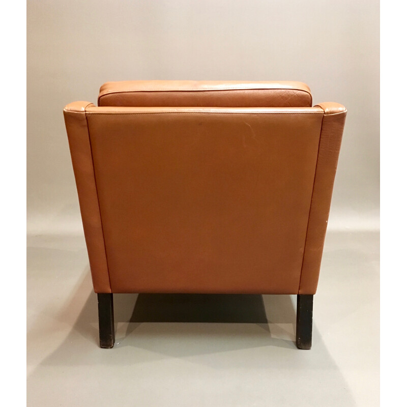 Cognac leather armchair arm - 1950s