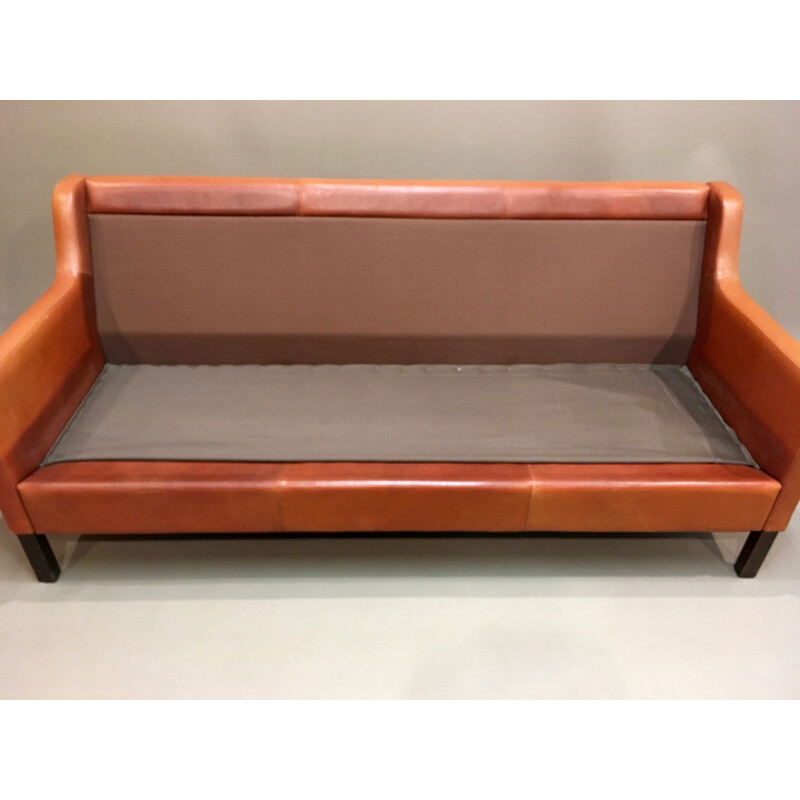 Vintage scandinavian 3-seater sofa in cognac leather - 1970s