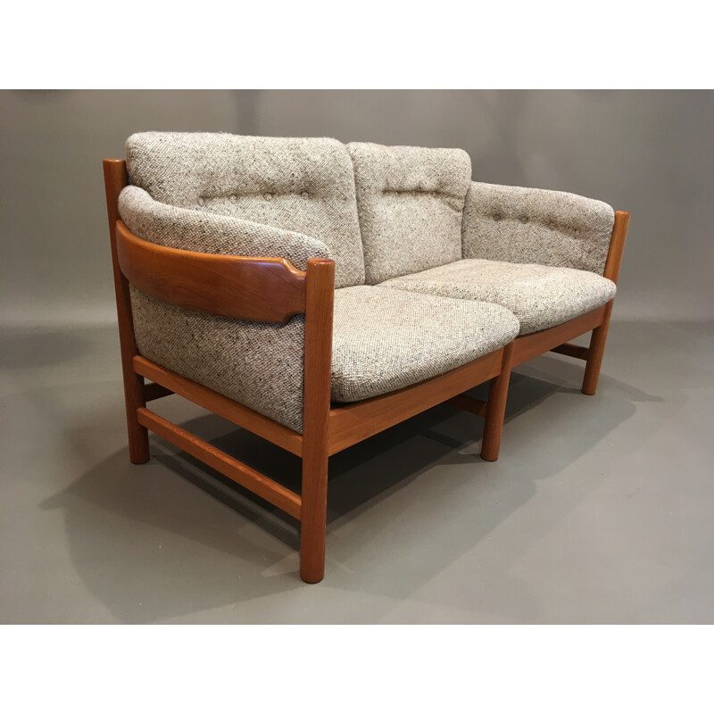 Vintage 2-seater sofa in curved teak - 1950s