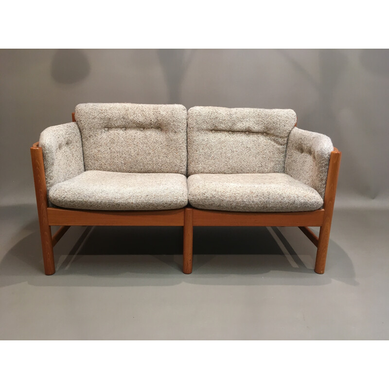 Vintage 2-seater sofa in curved teak - 1950s