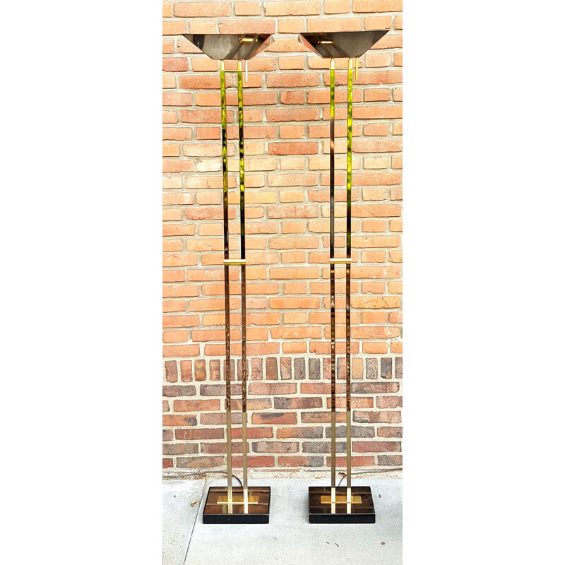 Pair of brass floor lamps by Lusterie Deknudt - 1970s
