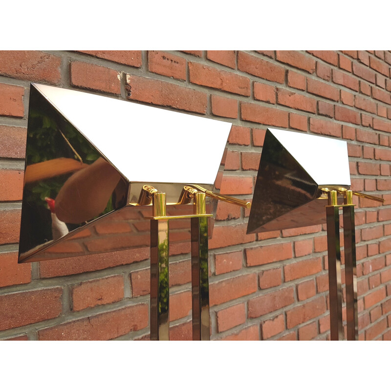 Pair of brass floor lamps by Lusterie Deknudt - 1970s