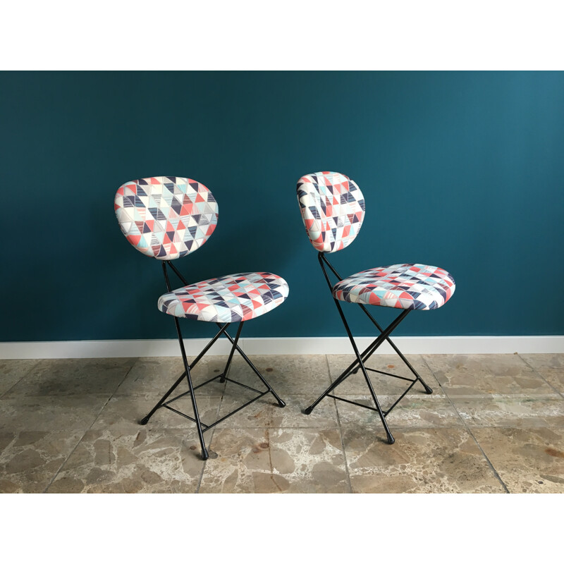 Pair of Rare Reupholstered F&T Chairs by Rob Parry - 1950s