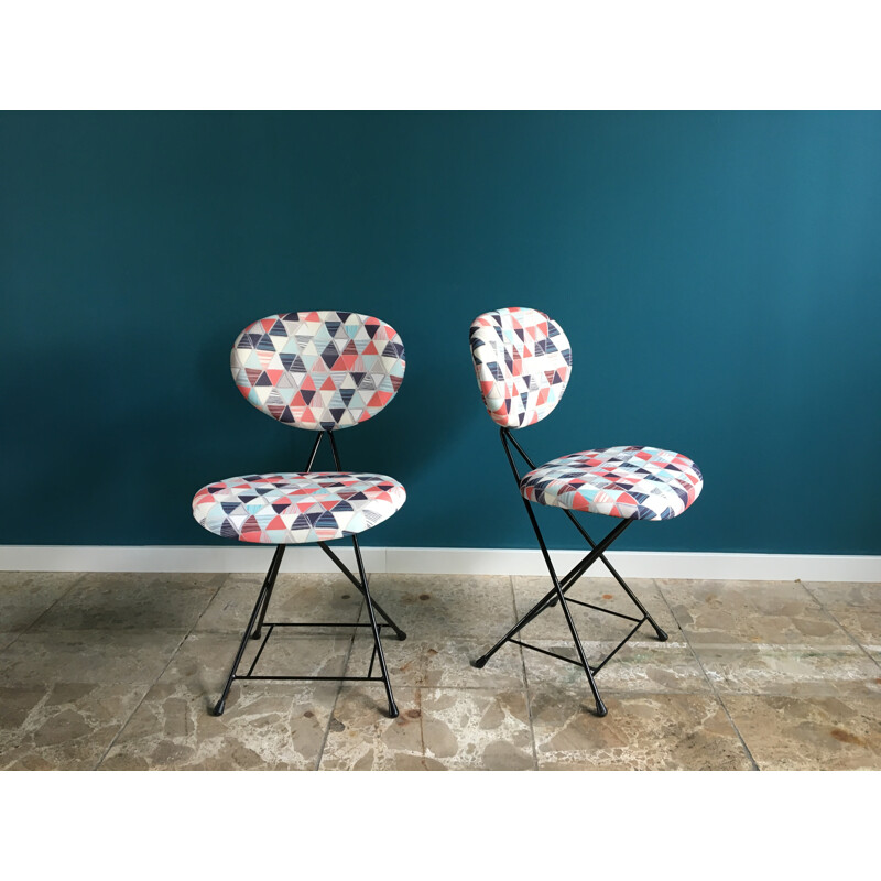 Pair of Rare Reupholstered F&T Chairs by Rob Parry - 1950s