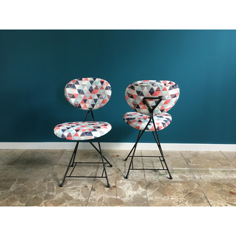 Pair of Rare Reupholstered F&T Chairs by Rob Parry - 1950s