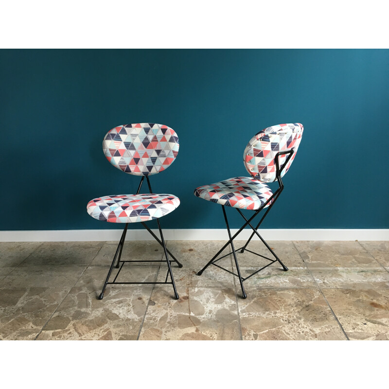 Pair of Rare Reupholstered F&T Chairs by Rob Parry - 1950s
