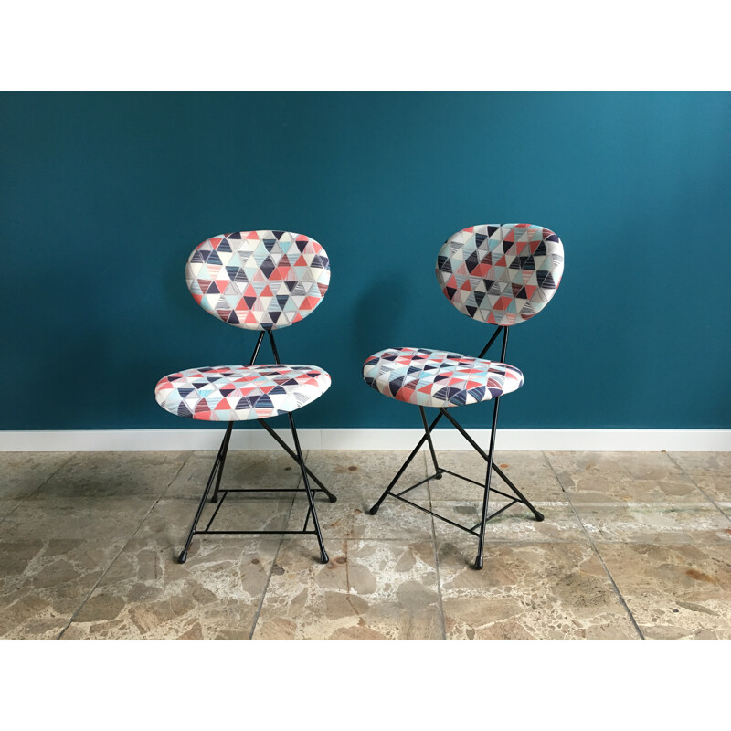 Pair of Rare Reupholstered F&T Chairs by Rob Parry - 1950s