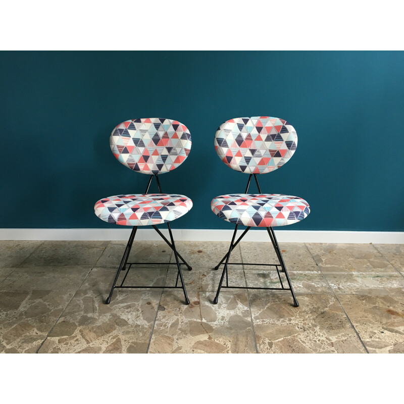 Pair of Rare Reupholstered F&T Chairs by Rob Parry - 1950s