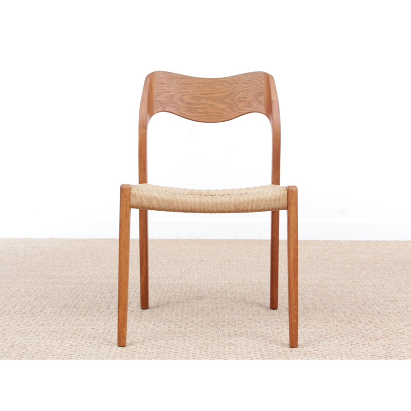 A pair of scandinavian chairs in oak and rope, model 71 by Niels 0. Møller - 1970s