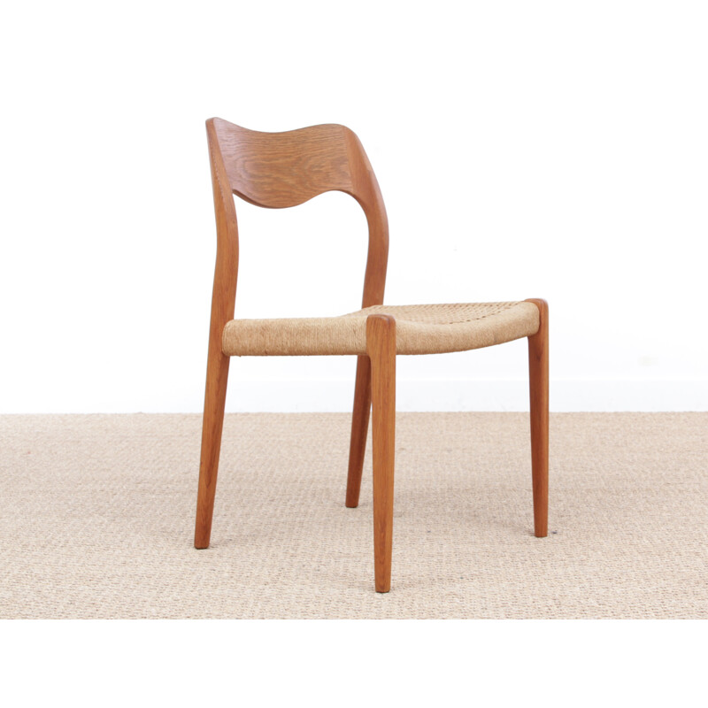 A pair of scandinavian chairs in oak and rope, model 71 by Niels 0. Møller - 1970s