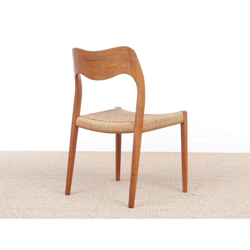 A pair of scandinavian chairs in oak and rope, model 71 by Niels 0. Møller - 1970s