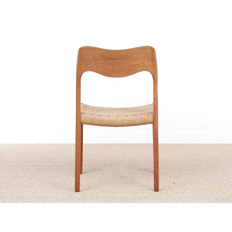 A pair of scandinavian chairs in oak and rope, model 71 by Niels 0. Møller - 1970s