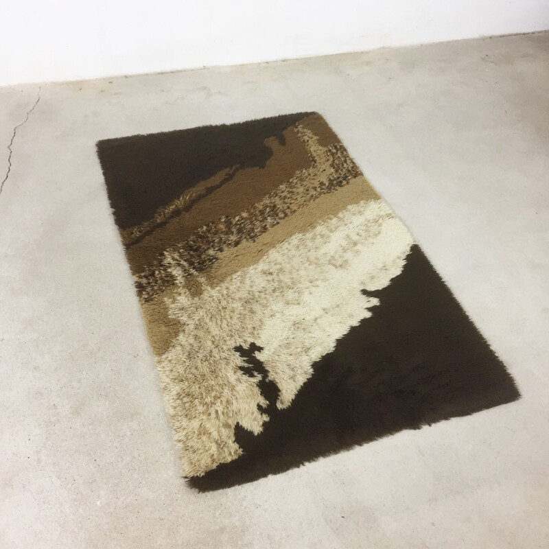 Tapis RYA moderniste à poils hauts fabriqué par DESSO, Pays-Bas - 1970