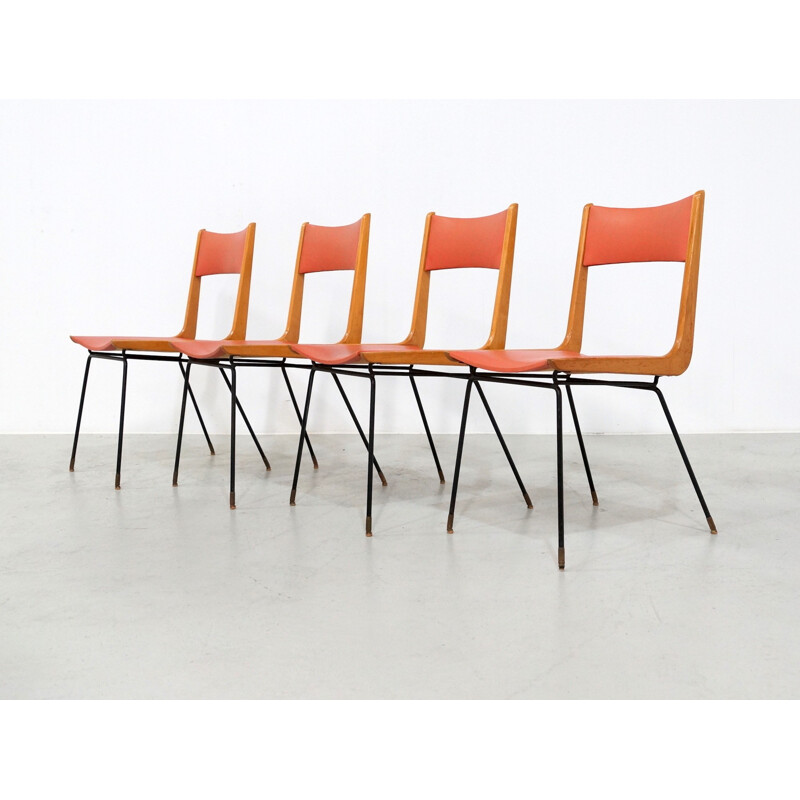 Suite de 4 chaises Boomerang de Carlo Ratti, Italie - 1950