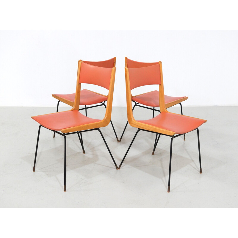 Set of 4 Boomerang chairs by Carlo Ratti, Italy - 1950s