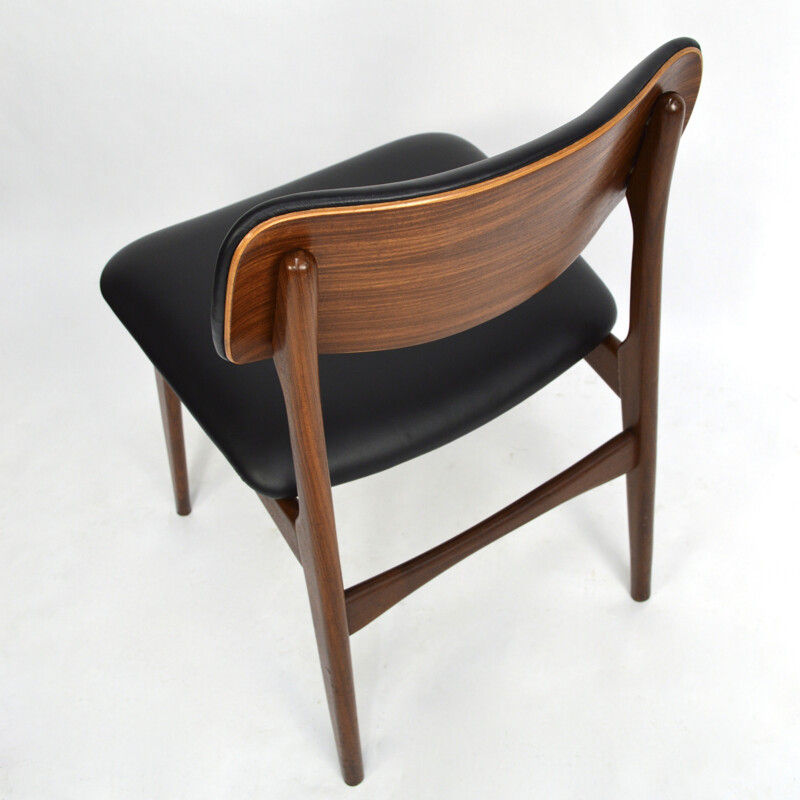 Set of Scandinavian Teak Dining Chairs with New Leather - 1960s